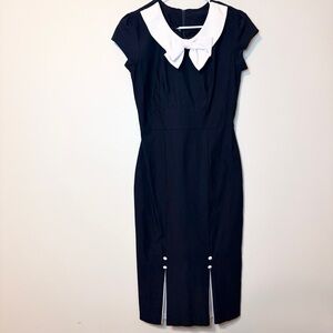 Stop Staring Classic Blue Dress with White Accents